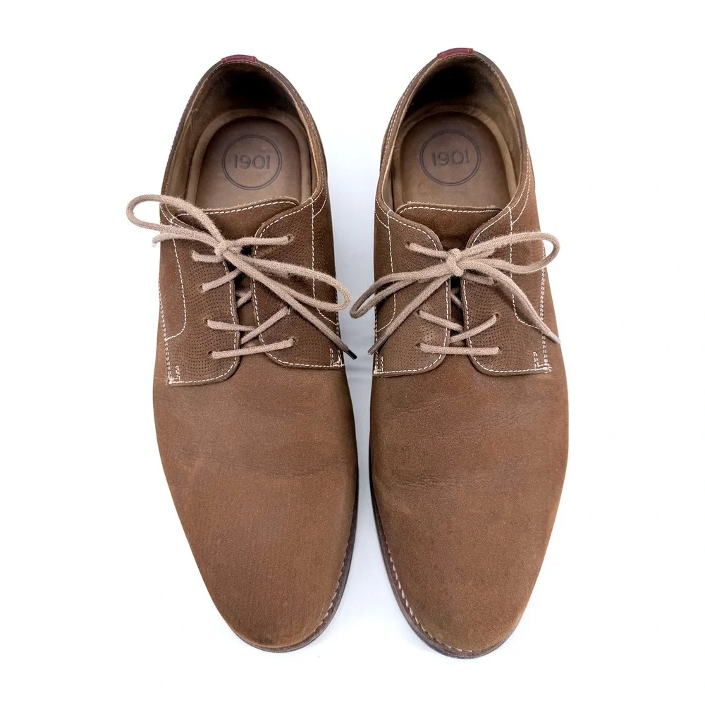 1901 Derby Shoes Mens 10M Brown Leather Suede Finish M08718 Brazil Dress Casual